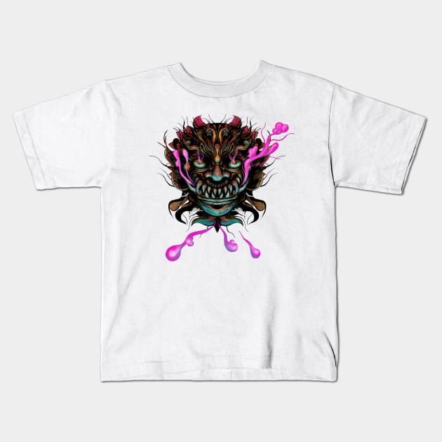 Japanese Dragon Mask Kids T-Shirt by fakeface